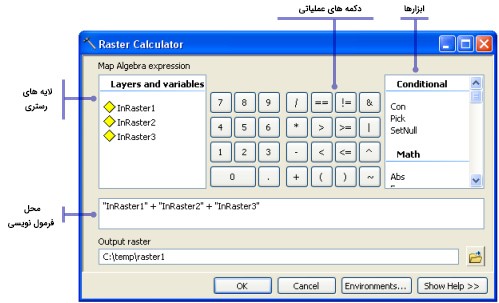 ابزار raster calculator